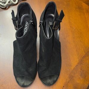 Soda Women's Black Ankle Booties with Buckle
